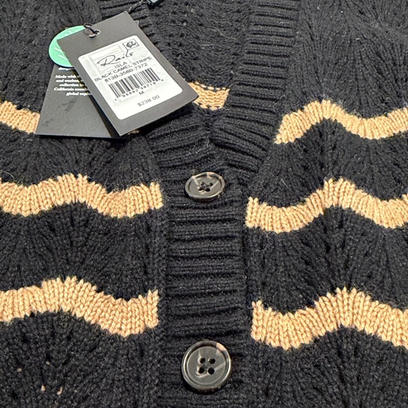 NWT Rails Isla Stripe Cardigan in a black and camel colorway. Size M - Picture 9 of 10